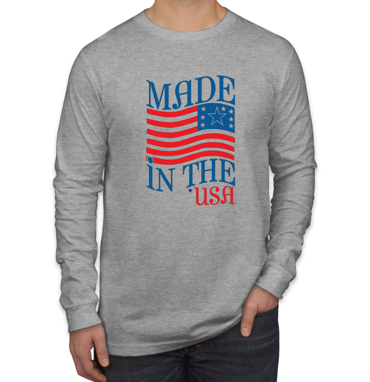 Made In The USA Patriotic Men's Long Sleeve Shirt