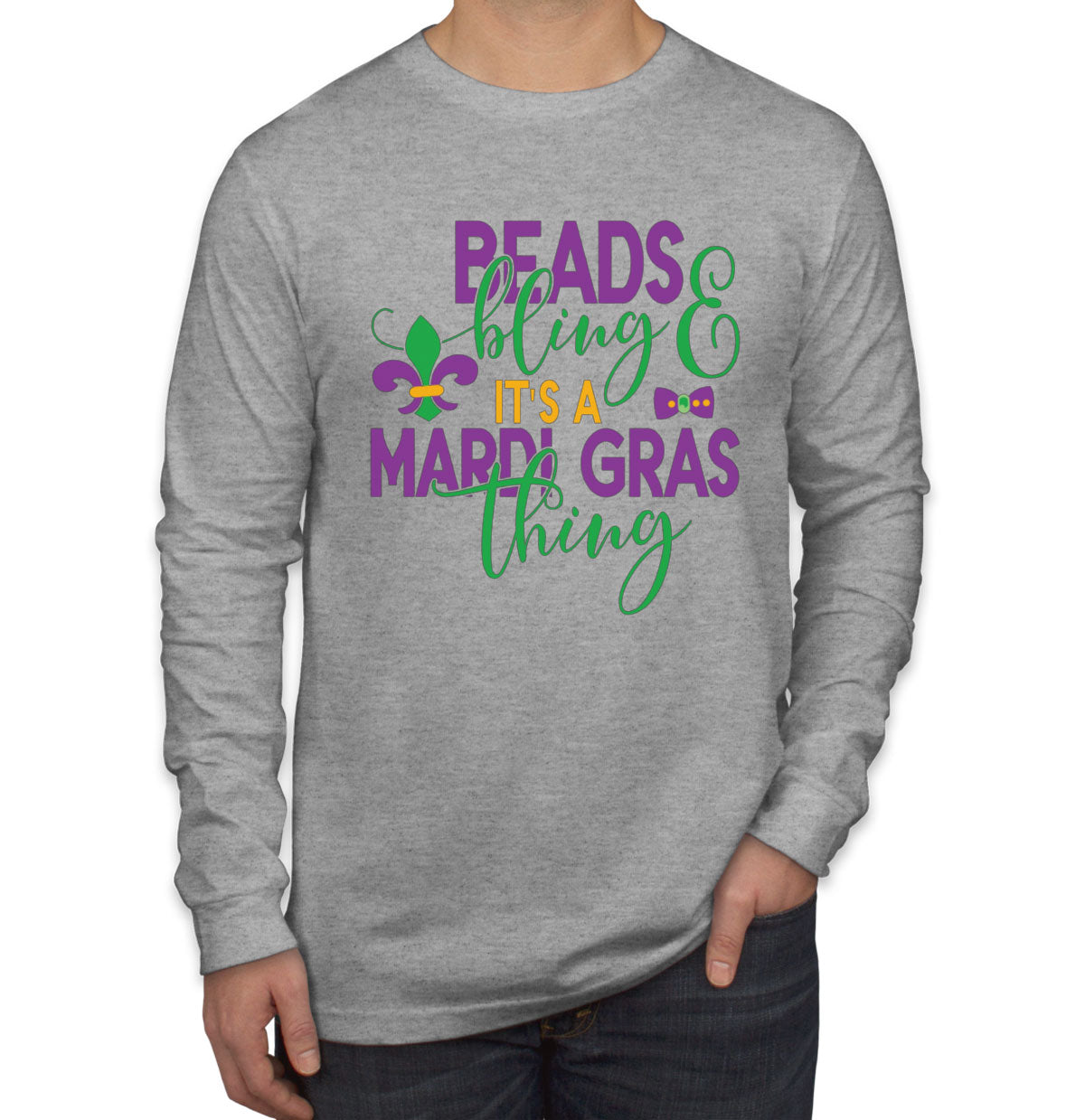 Beads And Bling It's A Mardi Gras Thing Men's Long Sleeve Shirt