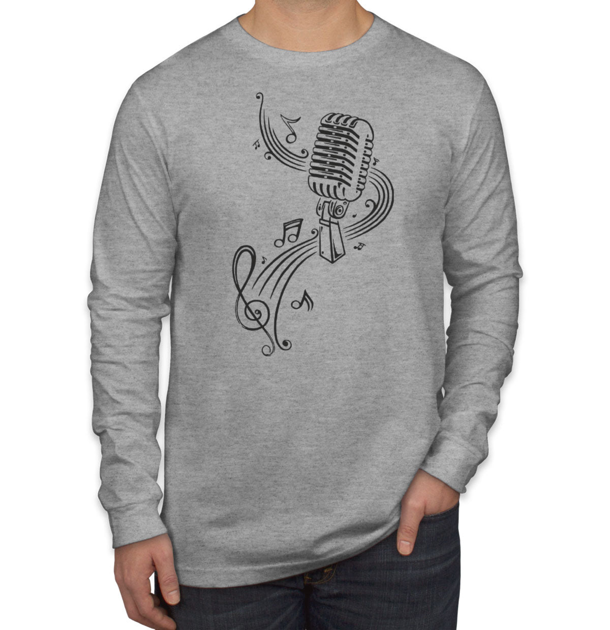 Microphone Music Men's Long Sleeve Shirt