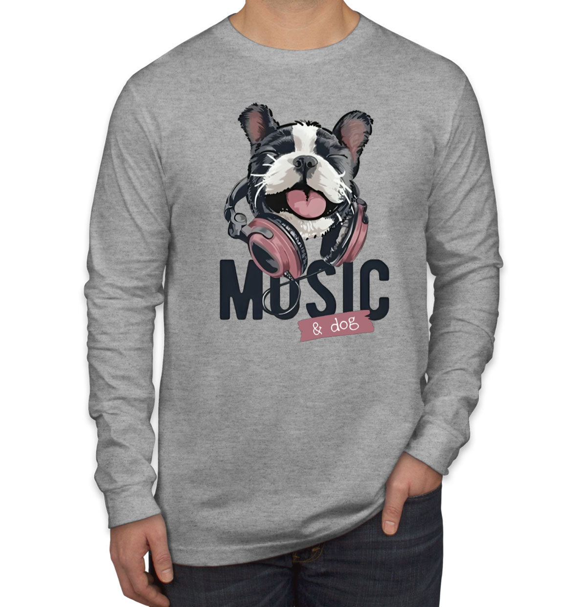 Music And Dog Men's Long Sleeve Shirt