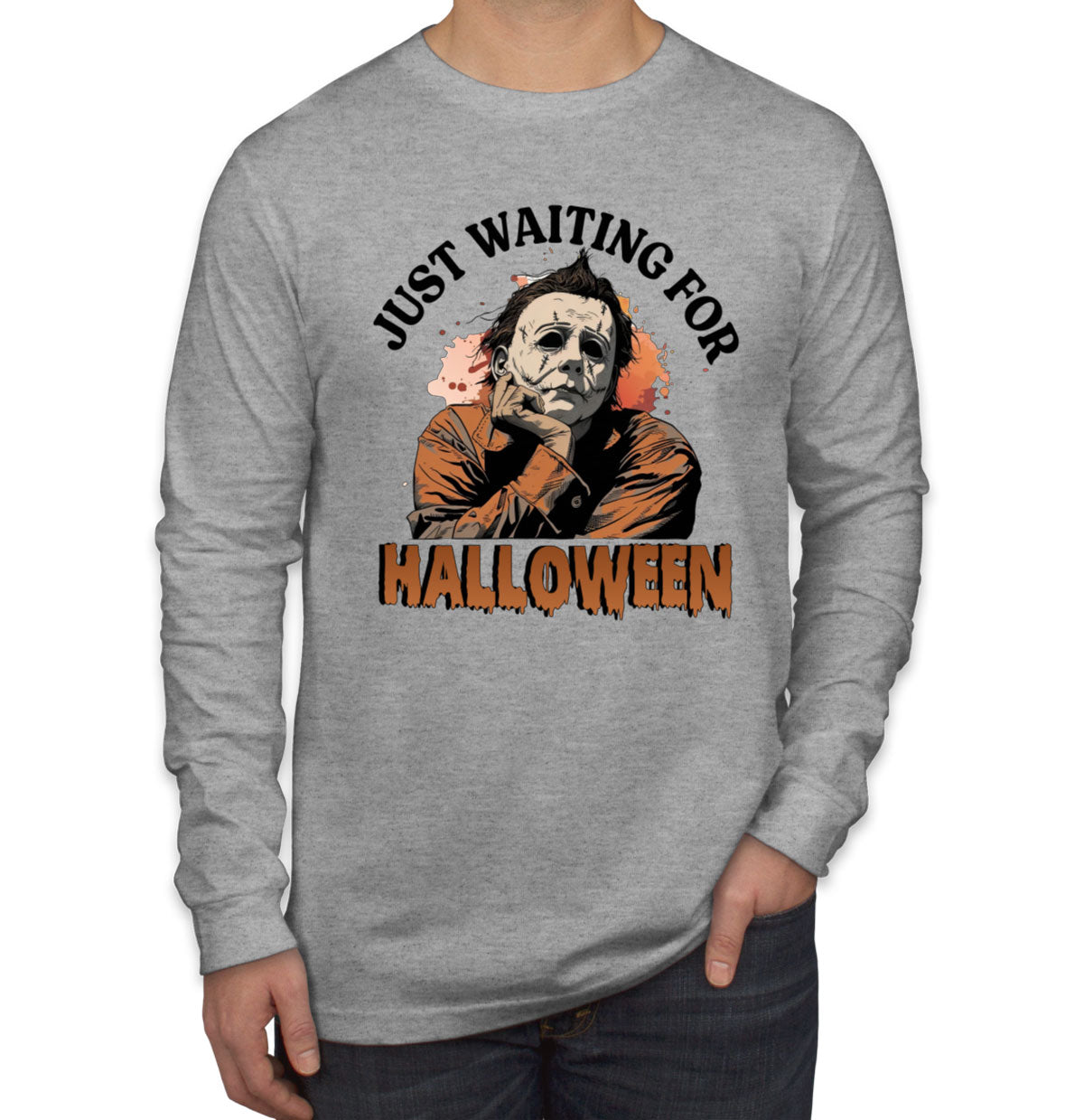 Just Waiting For Halloween Myers Men's Long Sleeve Shirt
