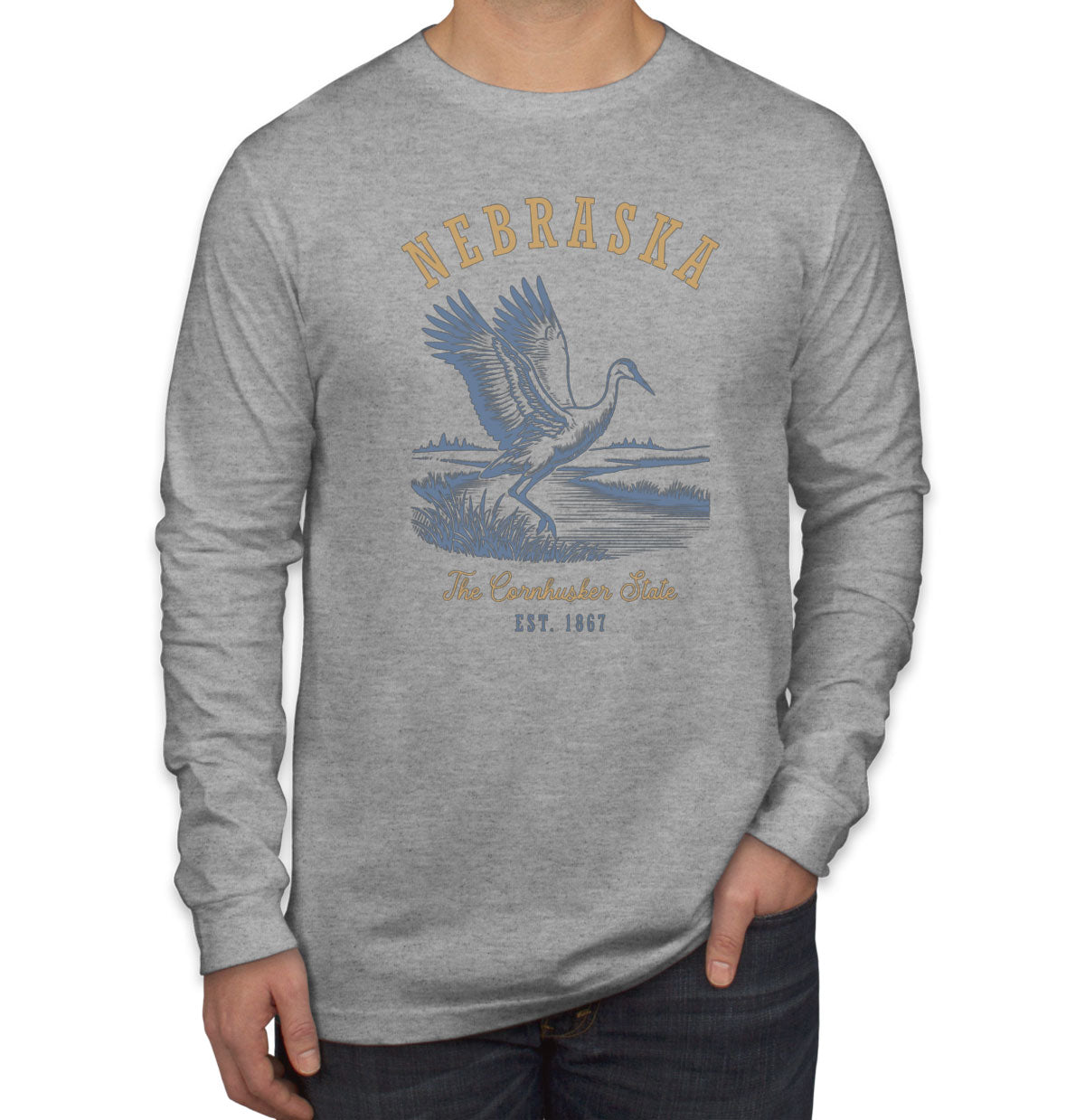 Nebraska State Vintage Men's Long Sleeve Shirt
