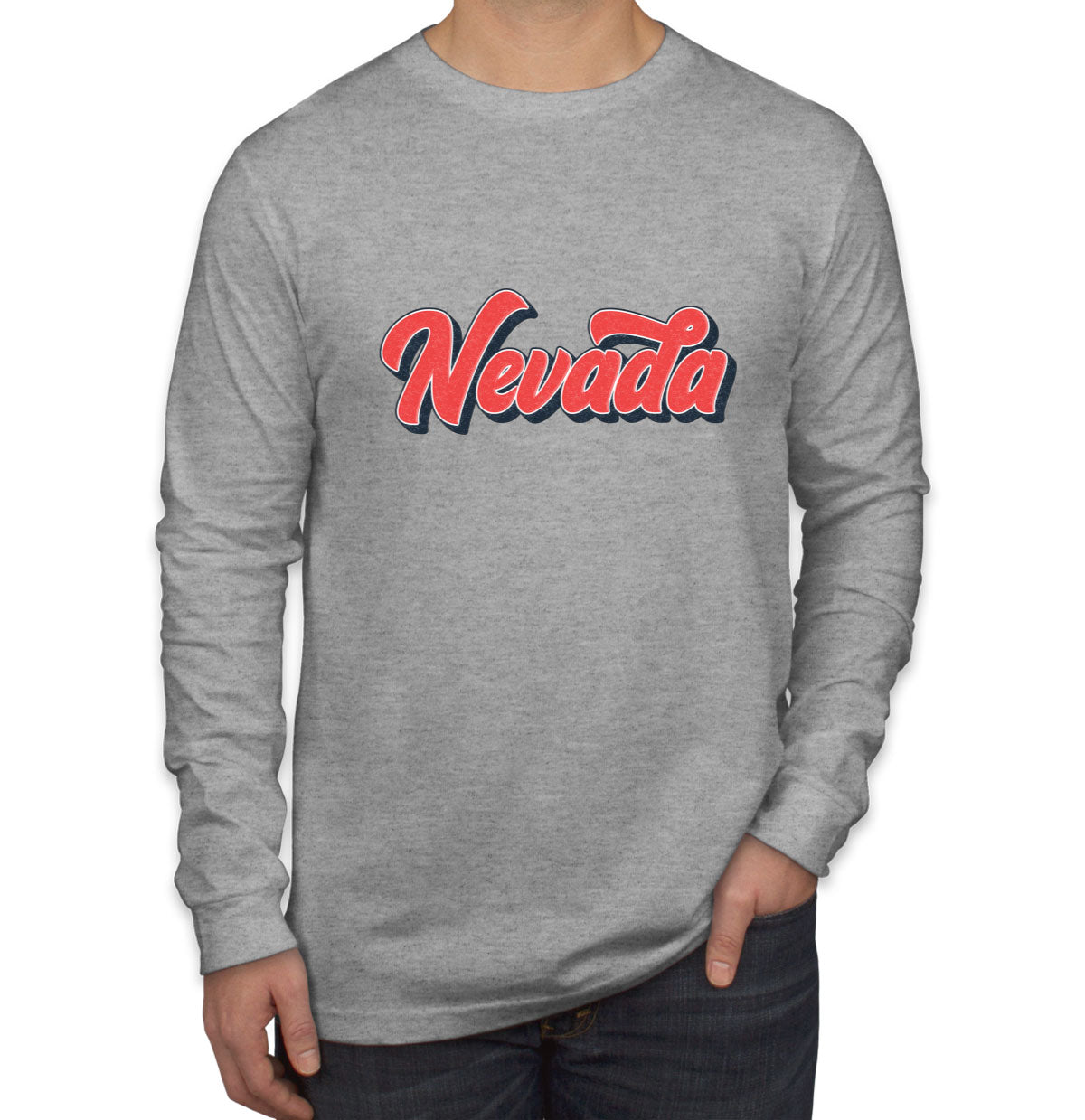 Nevada Vintage Typography Men's Long Sleeve Shirt