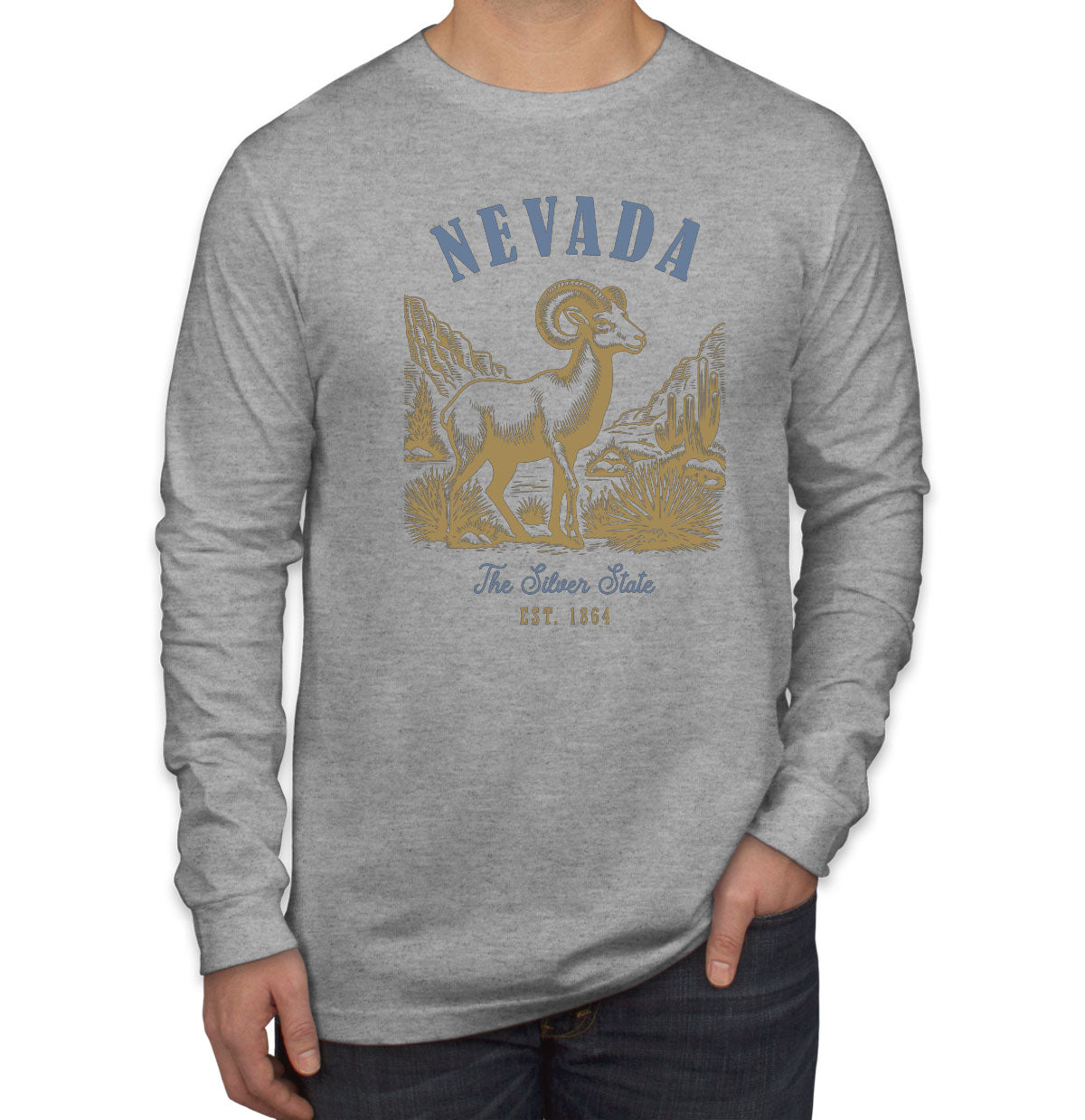 Nevada State Vintage Men's Long Sleeve Shirt