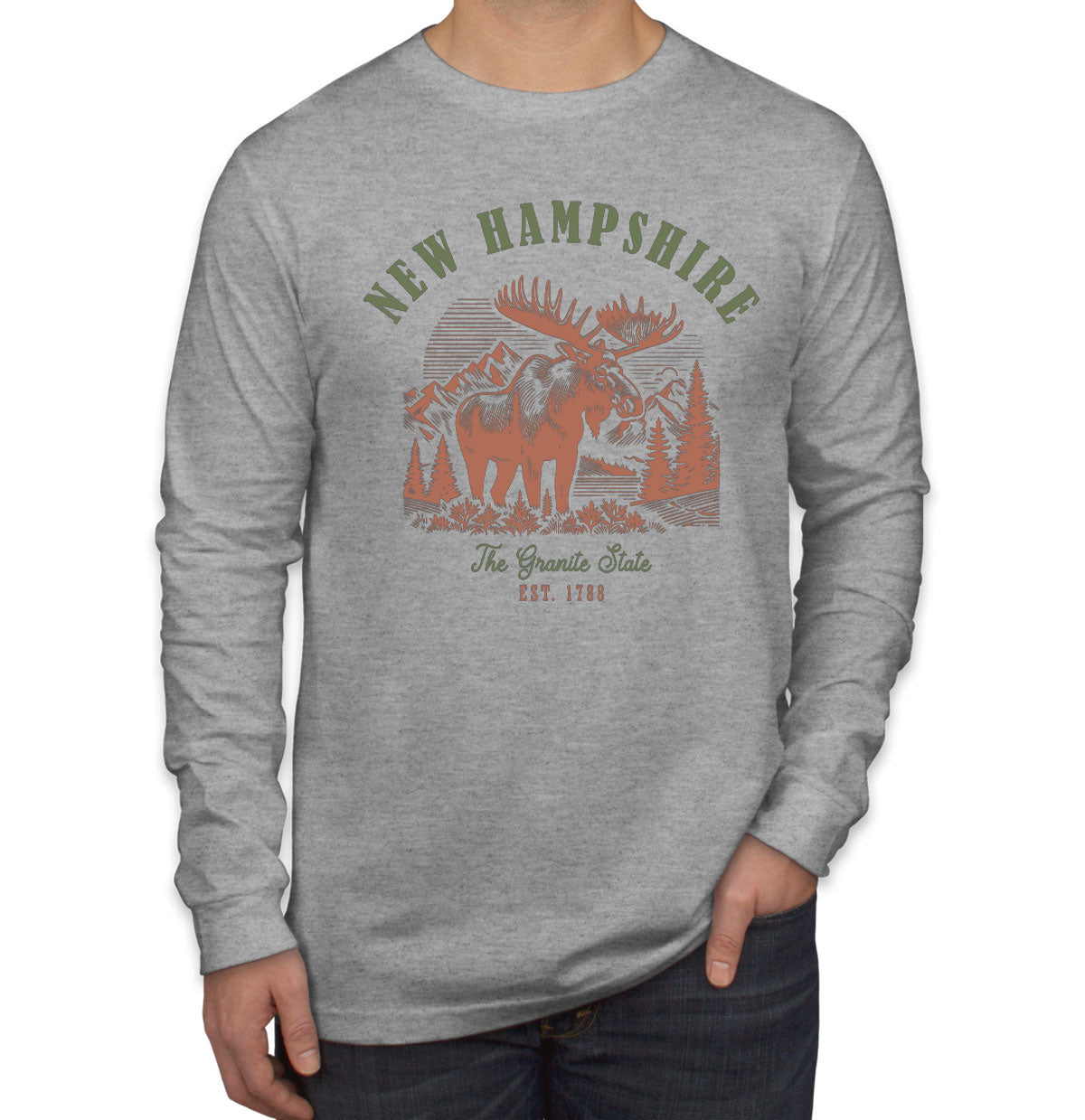 New Hampshire State Vintage Men's Long Sleeve Shirt
