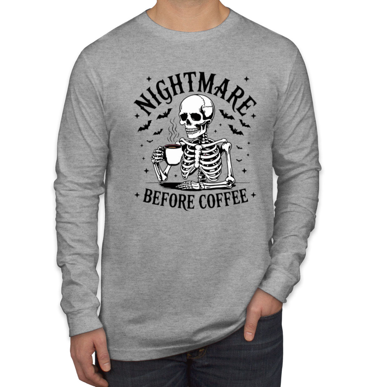 Nightmare Before Coffee Halloween Men's Long Sleeve Shirt