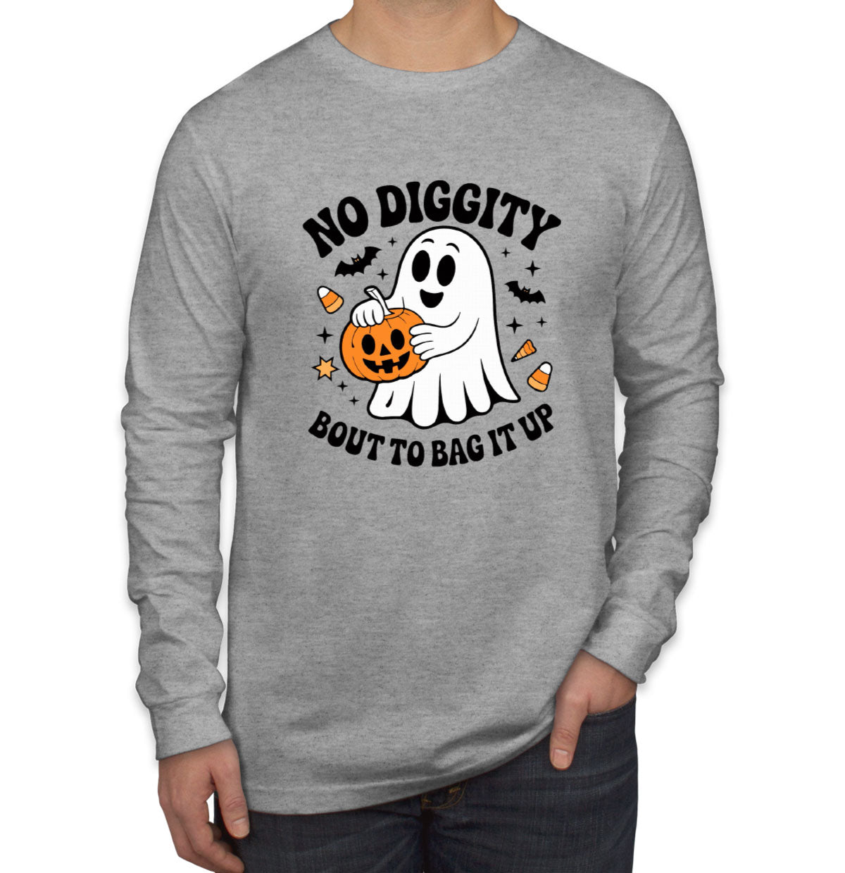 No Diggity Bout To Bag It Up Halloween Men's Long Sleeve Shirt