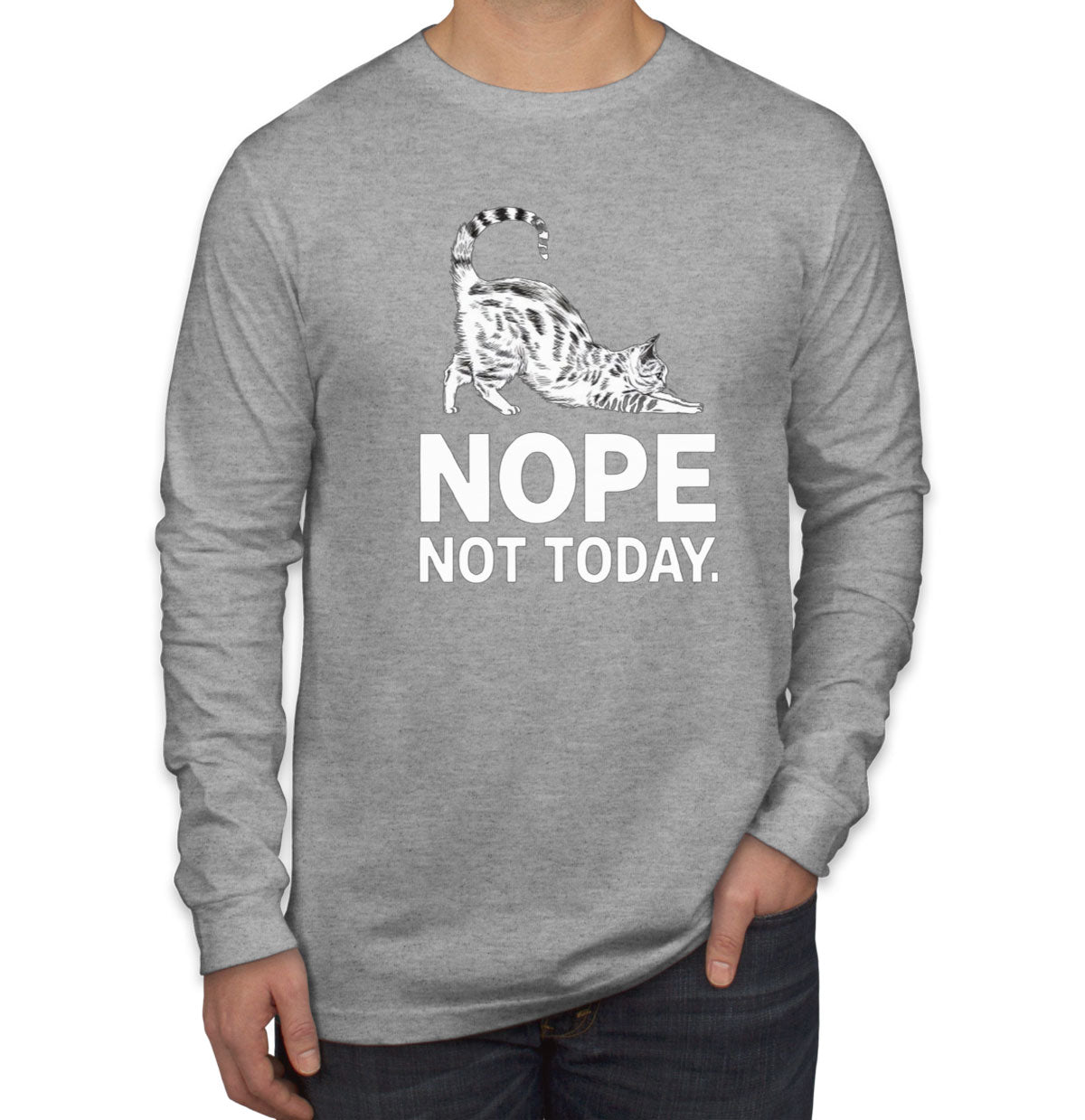 Nope Not Today Cat Men's Long Sleeve Shirt