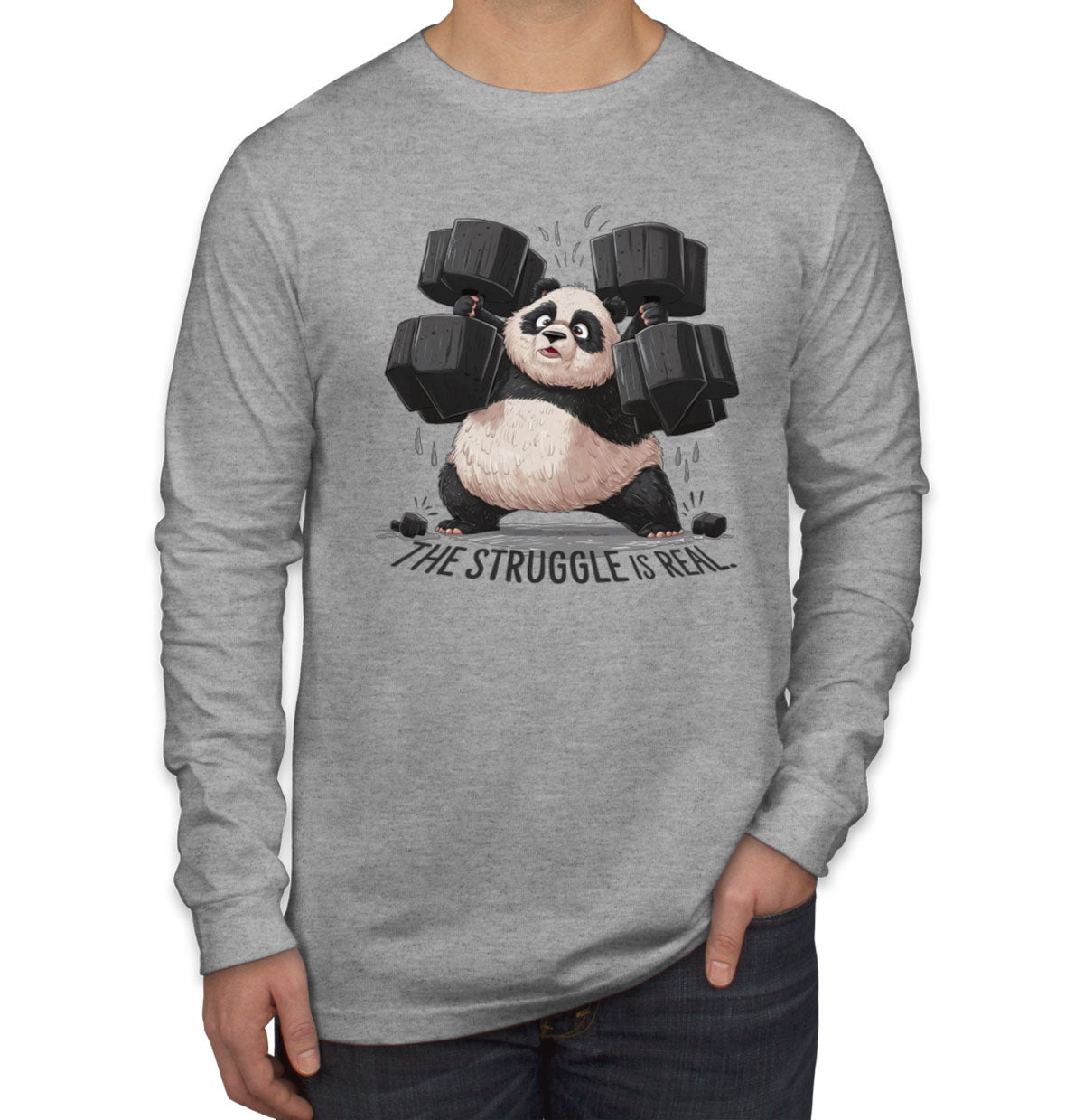 The Struggle Is Real Panda Men's Long Sleeve Shirt