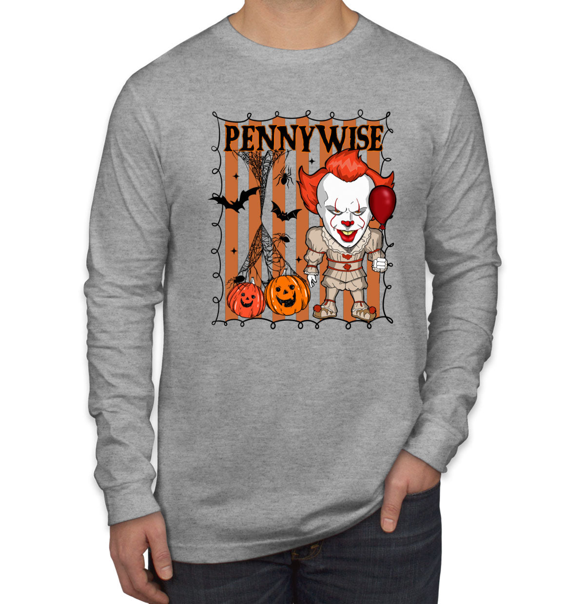 Pennywise Horror Movie Character Halloween Men's Long Sleeve Shirt