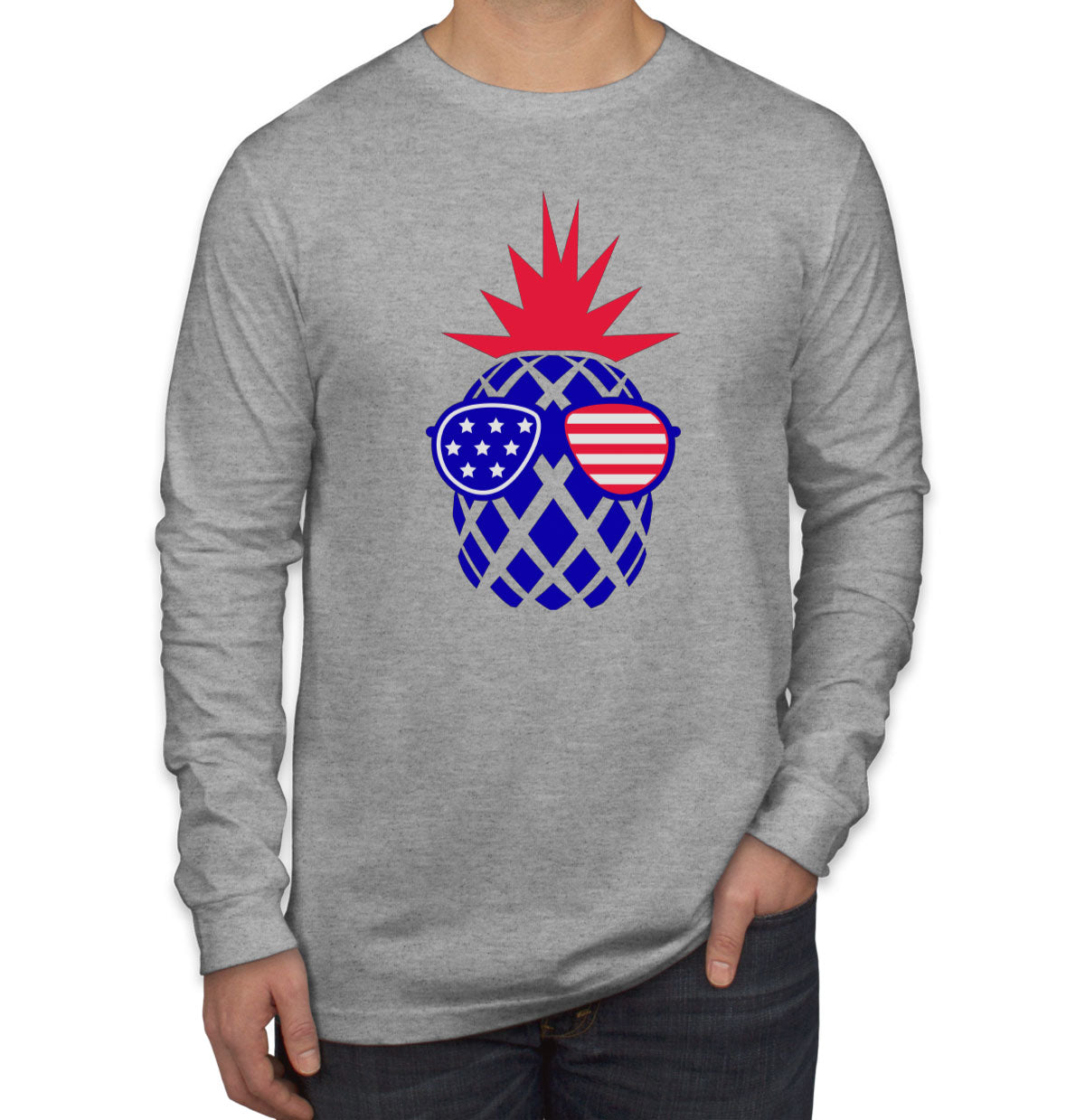 Pineapple America Patriotic Men's Long Sleeve Shirt