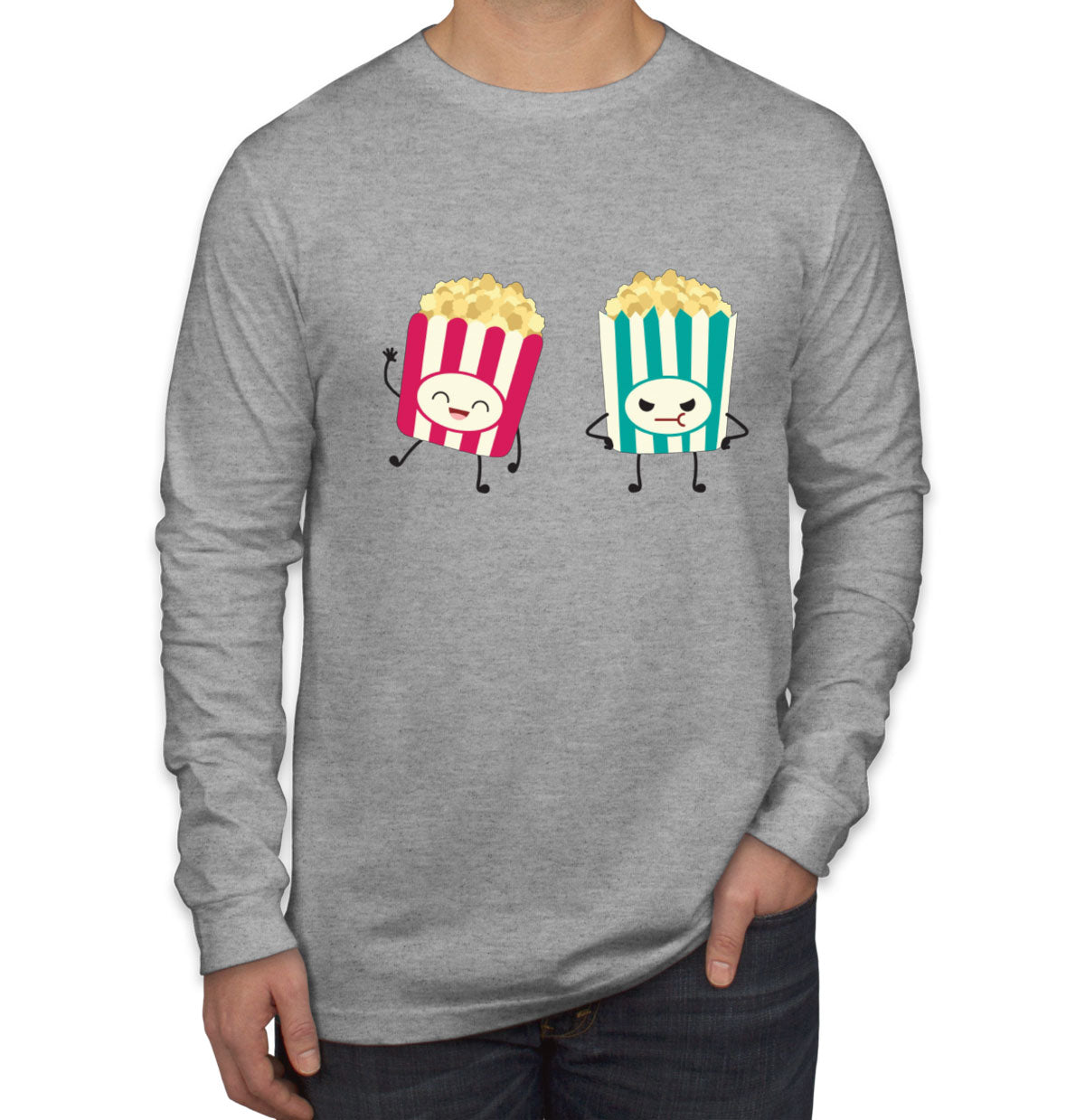 Cute Popcorn Men's Long Sleeve Shirt