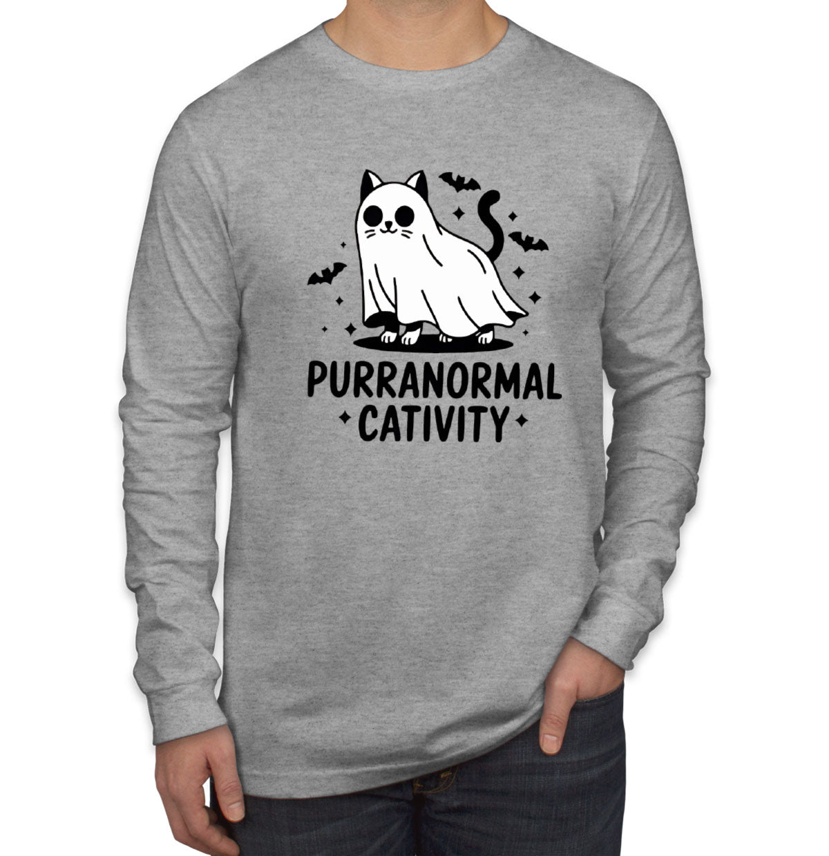 Purranormal Cativity Halloween Men's Long Sleeve Shirt