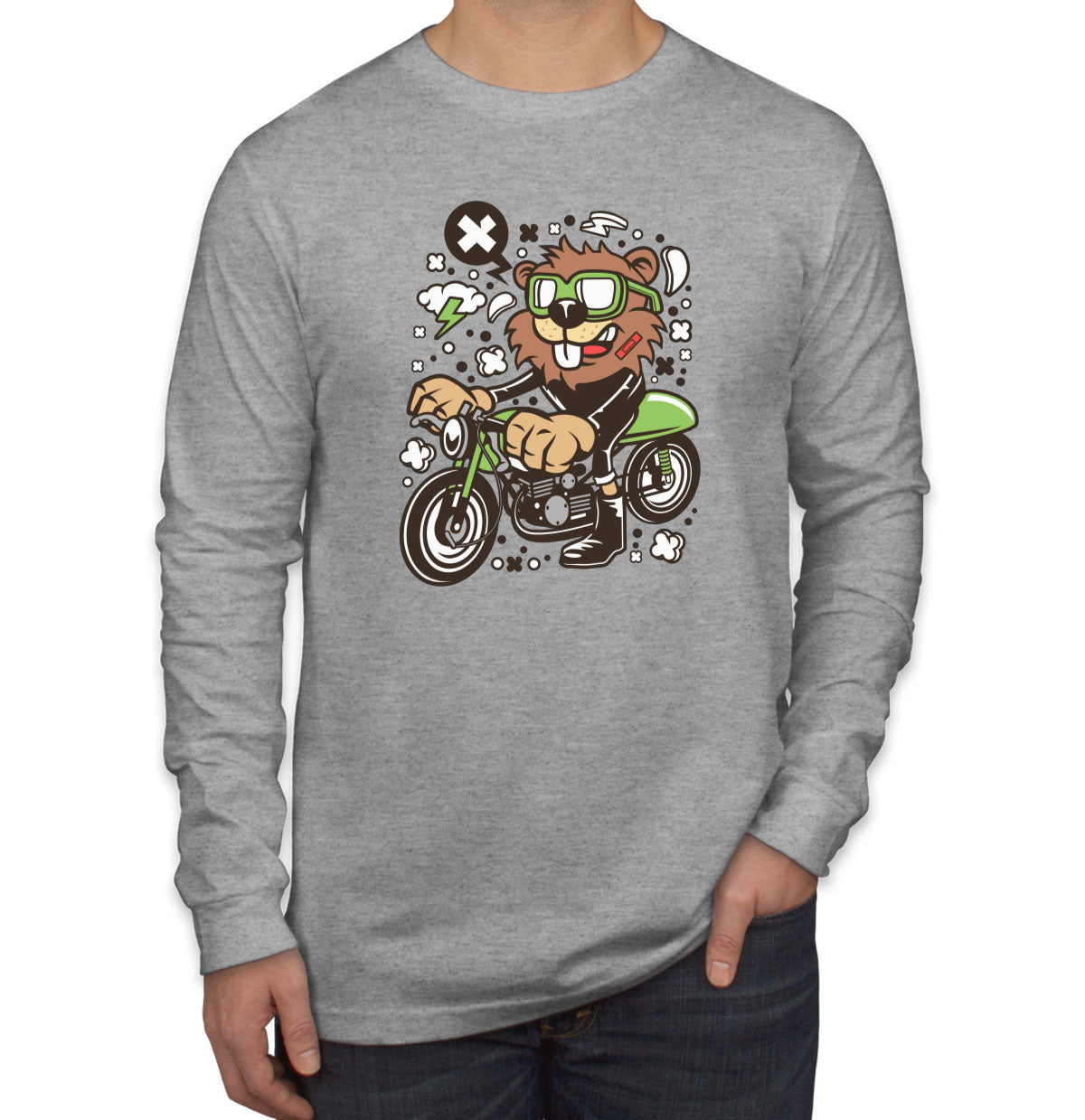 Racer Beaver Men's Long Sleeve Shirt