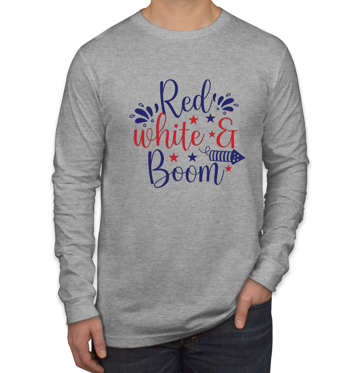 Red White And Boom Patriotic Men's Long Sleeve Shirt