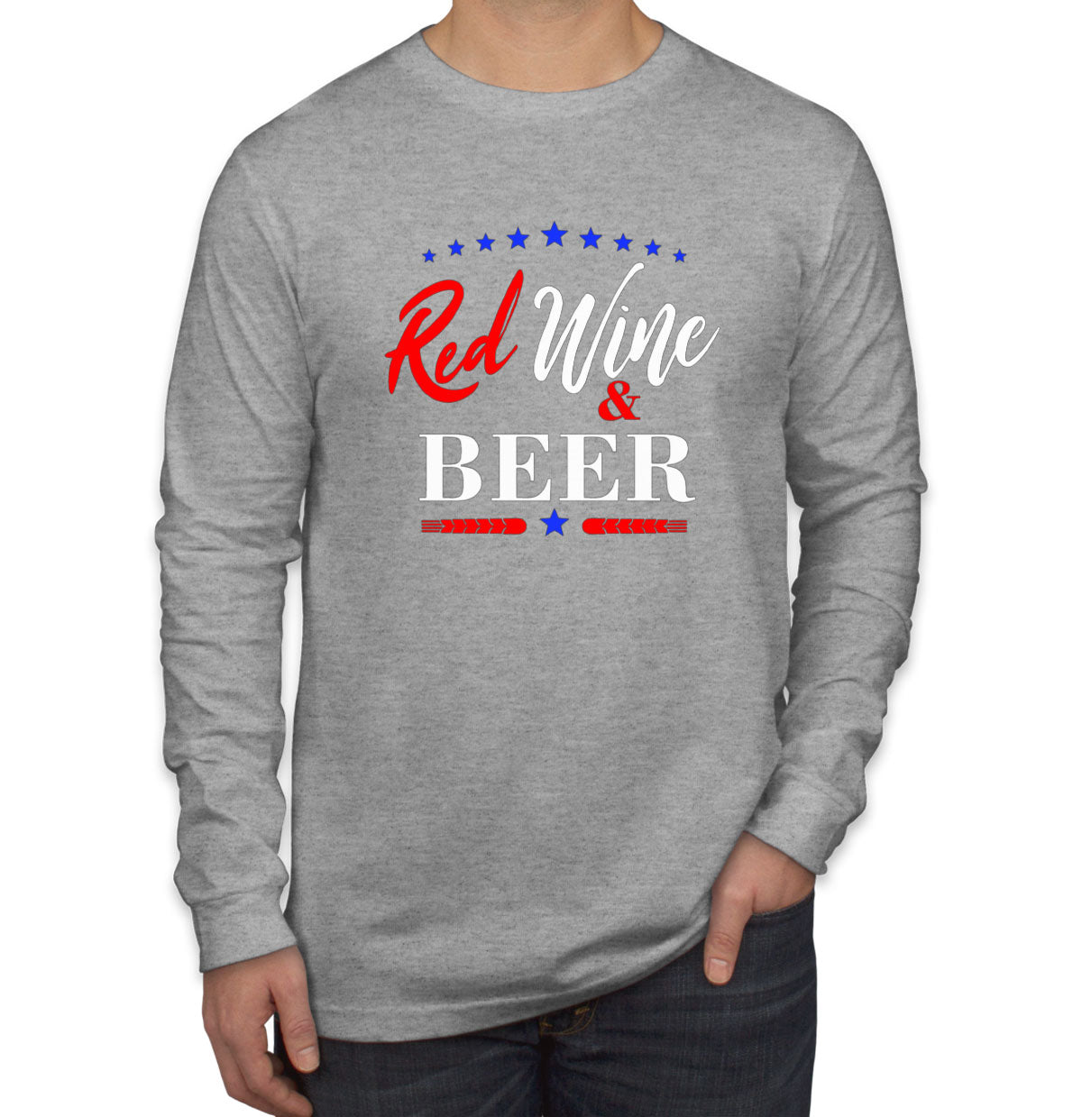 Red Wine And Beer Men's Long Sleeve Shirt