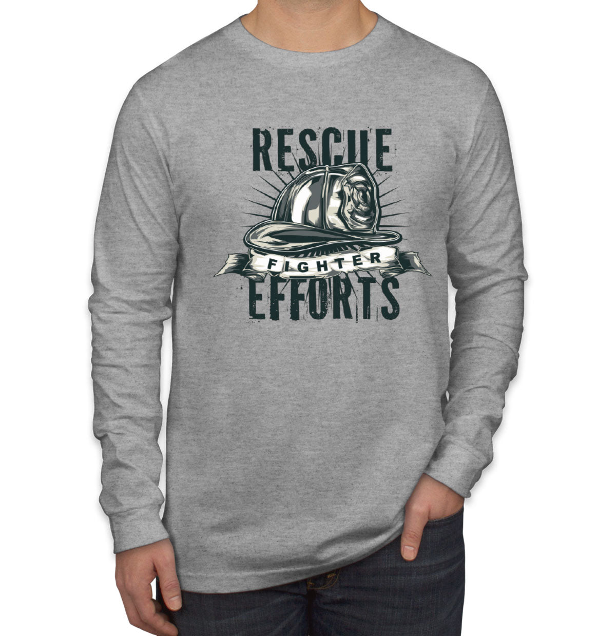 Rescue Fighter Efforts Firefighter Men's Long Sleeve Shirt