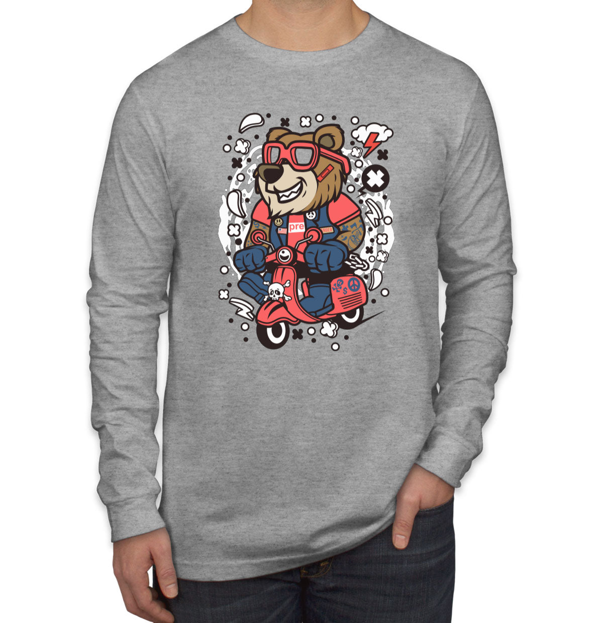 Scooter Bear Men's Long Sleeve Shirt