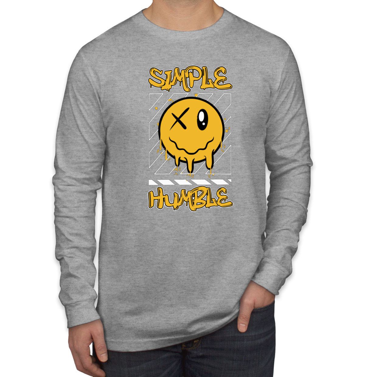 Simple Humble Emoji Face Men's Long Sleeve Shirt
