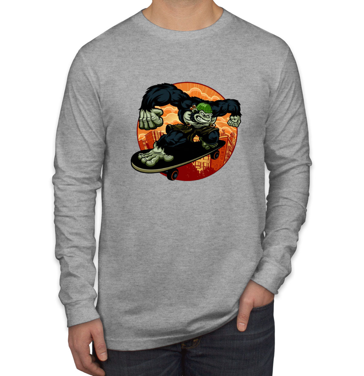 Gorilla Skateboard Men's Long Sleeve Shirt