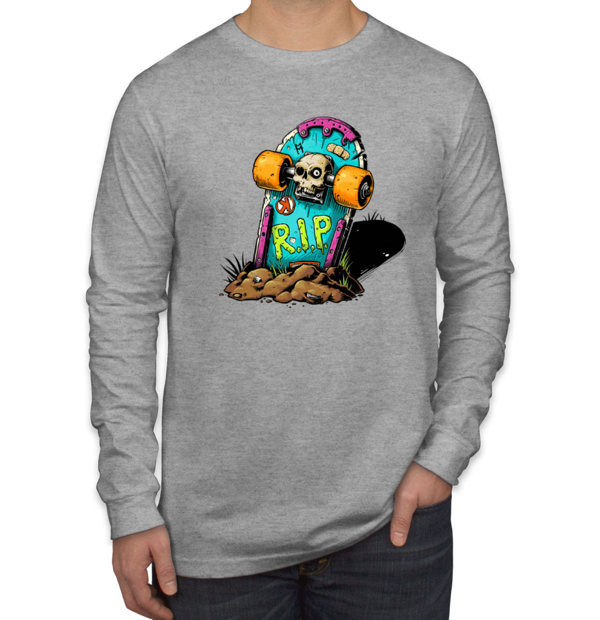 Skateboard Graveyard RIP Men's Long Sleeve Shirt