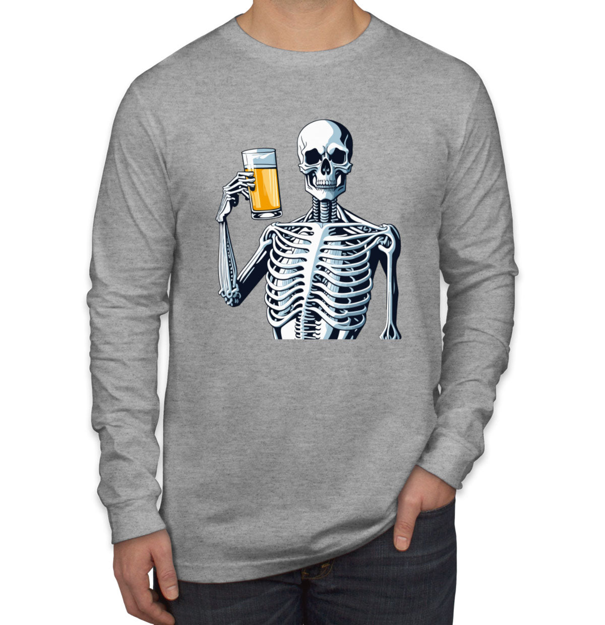 Skeleton Beer Men's Long Sleeve Shirt