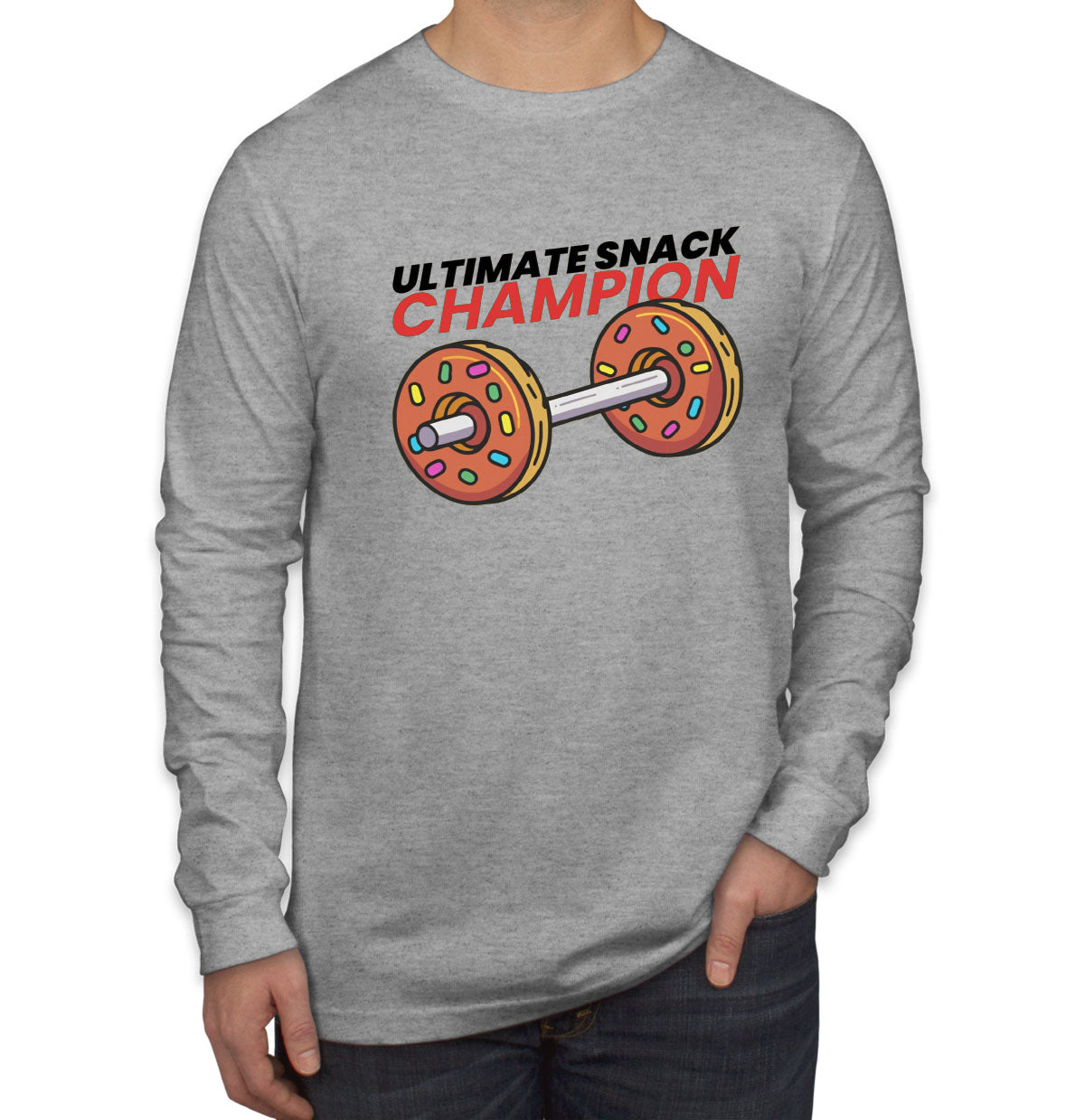 Ultimate Snack Champion Donut Gym Fitness Men's Long Sleeve Shirt