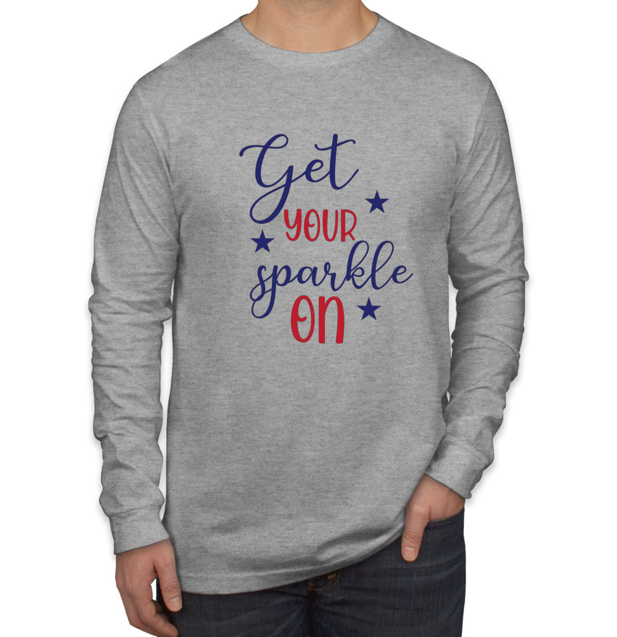 Get Your Sparkle On Patriotic Men's Long Sleeve Shirt