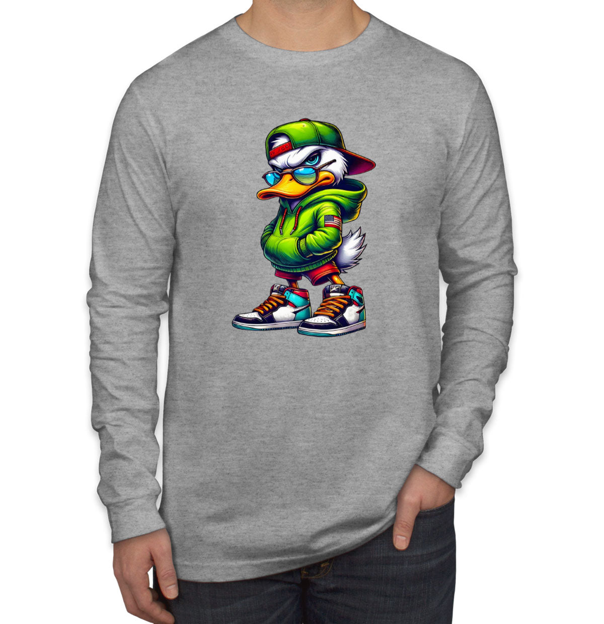 Street Duck Cartoon Men's Long Sleeve Shirt