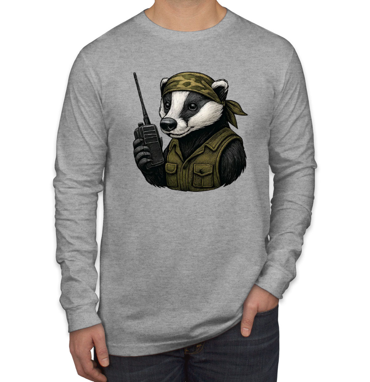 Tactical Raccoon Hunting Men's Long Sleeve Shirt
