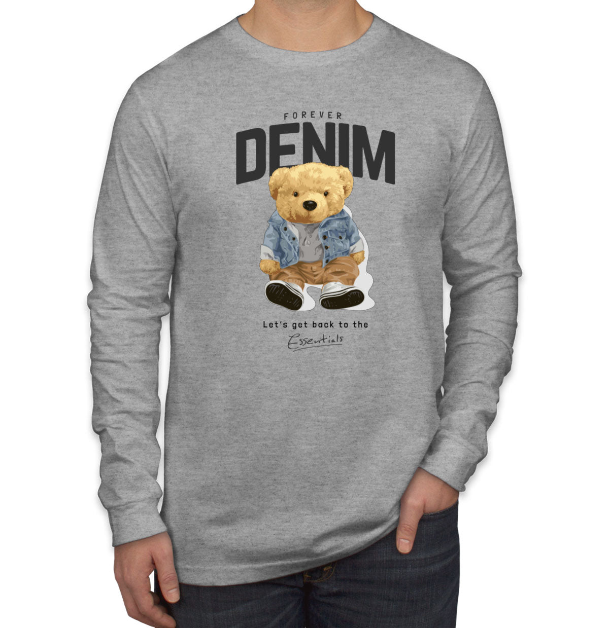 Teddy Bear Forever Denim Men's Long Sleeve Shirt