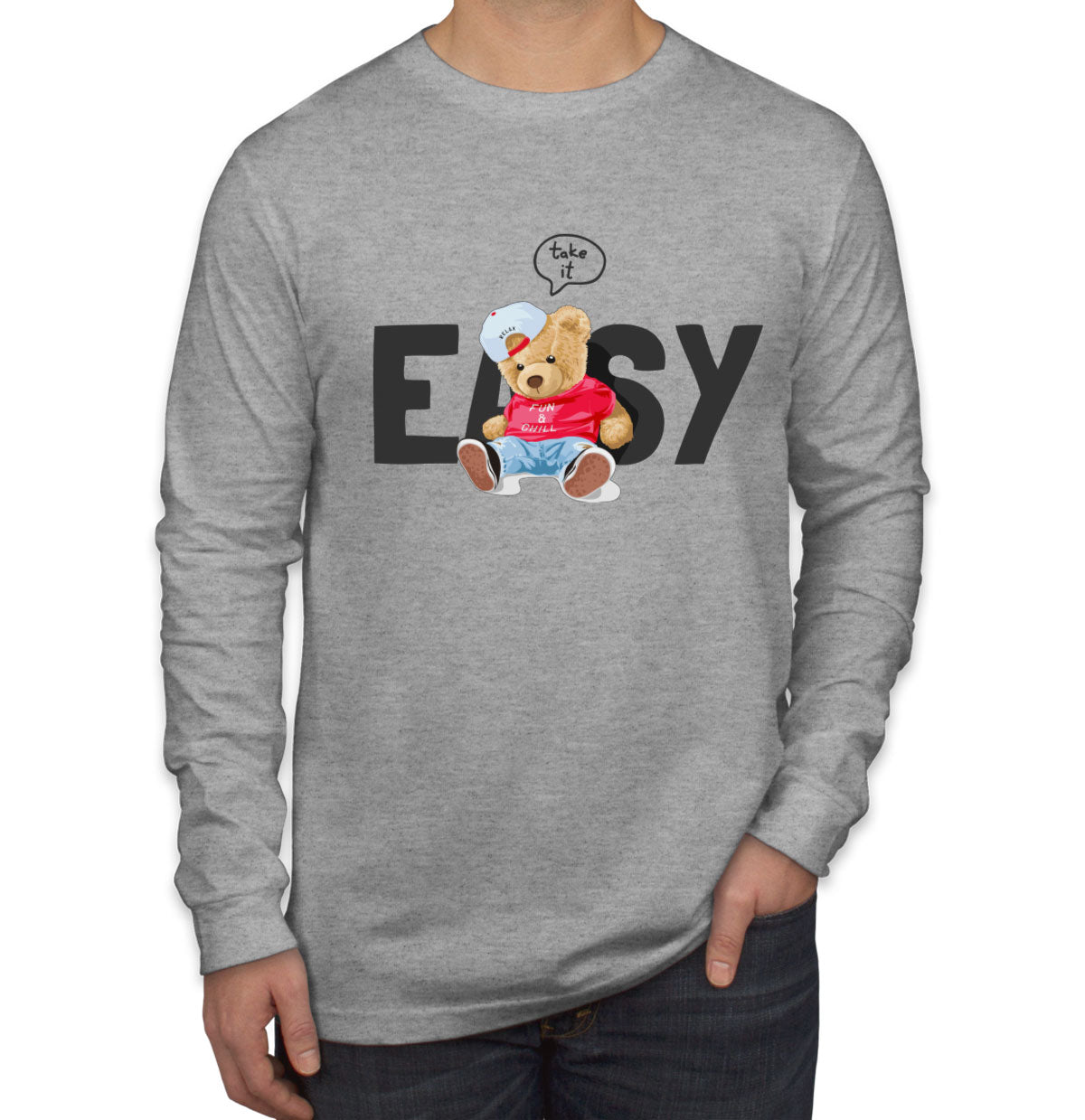 Teddy Bear Take It Easy Men's Long Sleeve Shirt