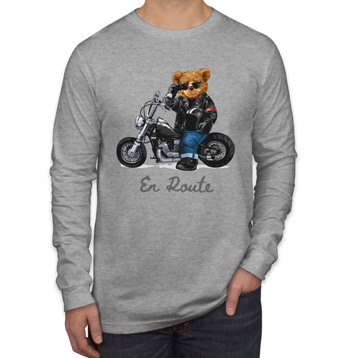 Teddy Bear Biker Men's Long Sleeve Shirt