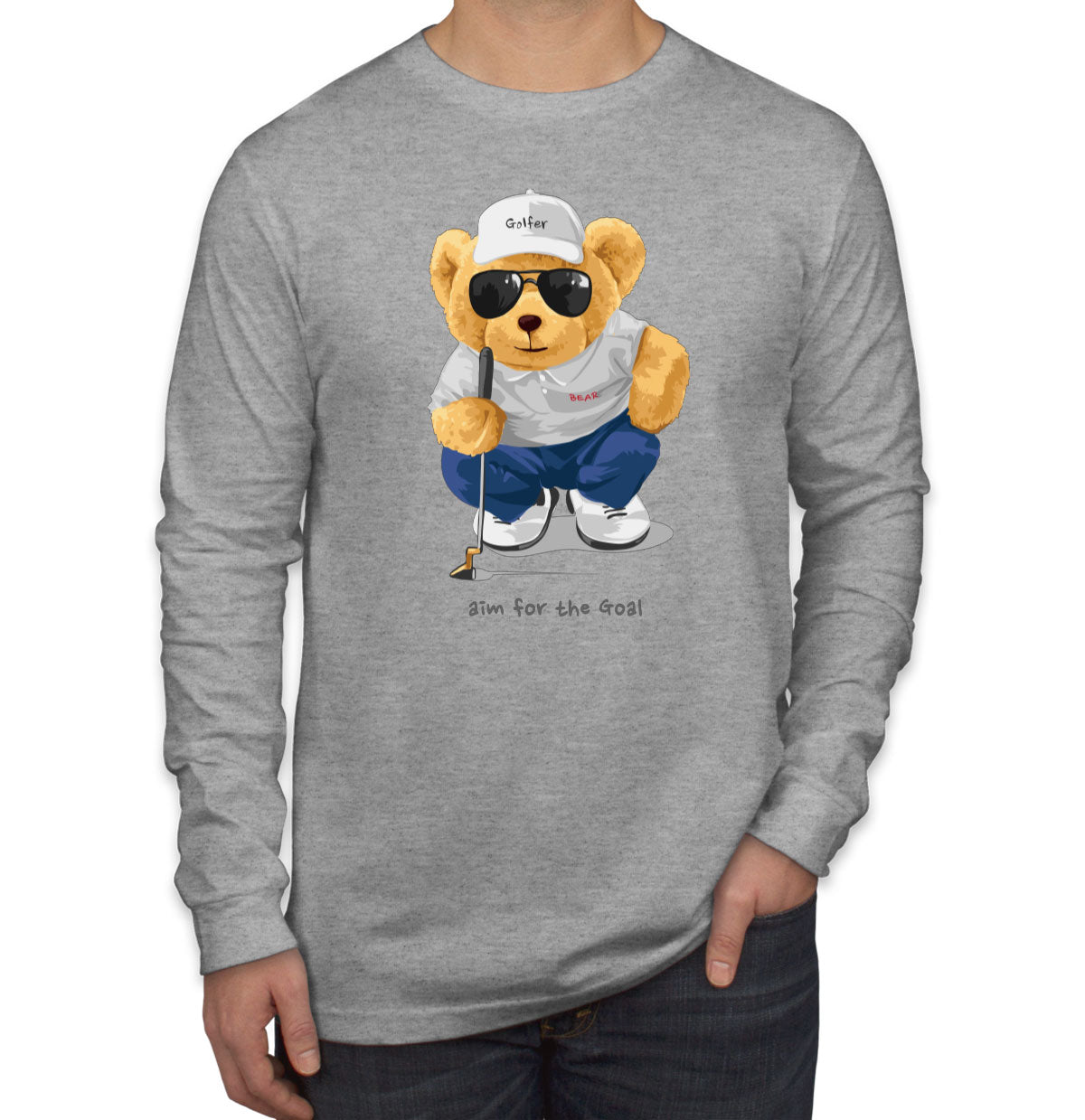 Teddy Bear Golfer Men's Long Sleeve Shirt