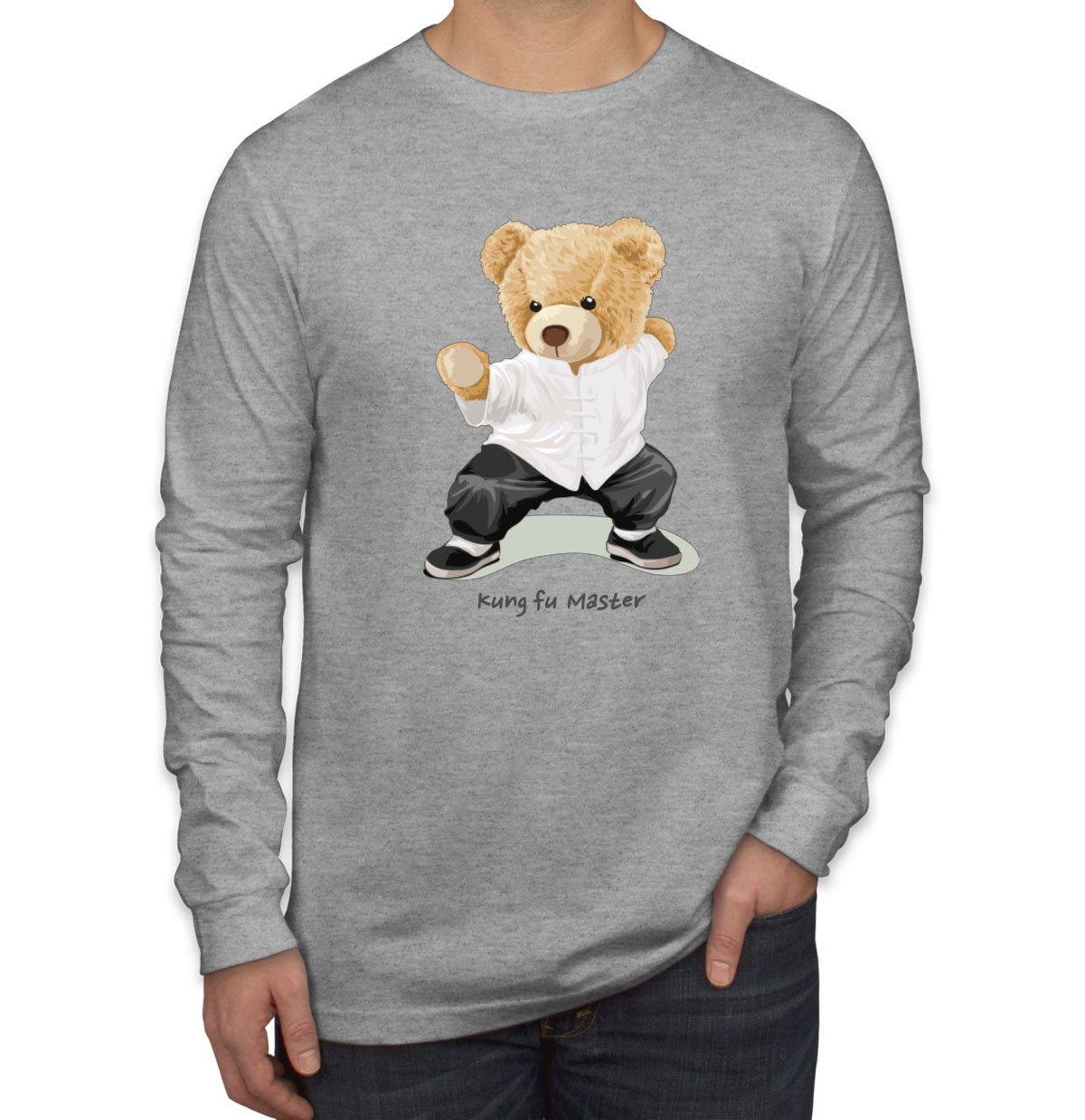 Teddy Bear Kung Fu Men's Long Sleeve Shirt