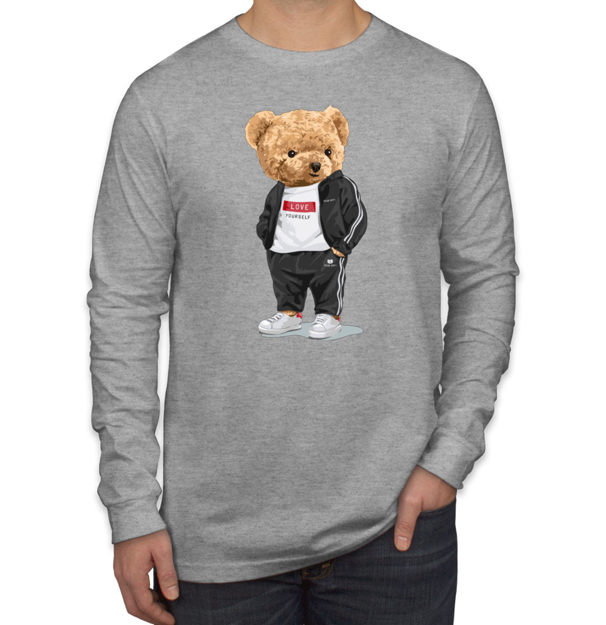 Teddy Bear Love Men's Long Sleeve Shirt