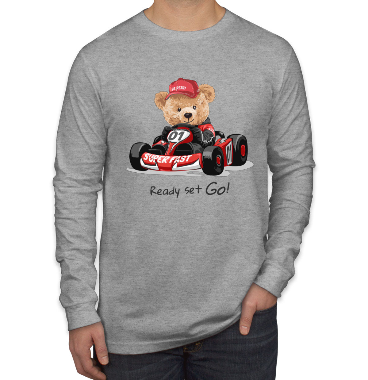 Teddy Bear Racer Men's Long Sleeve Shirt