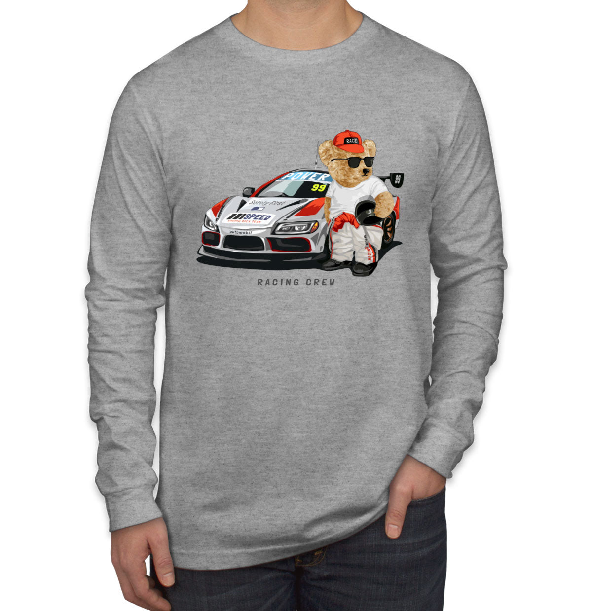 Teddy Bear Racing Crew Men's Long Sleeve Shirt