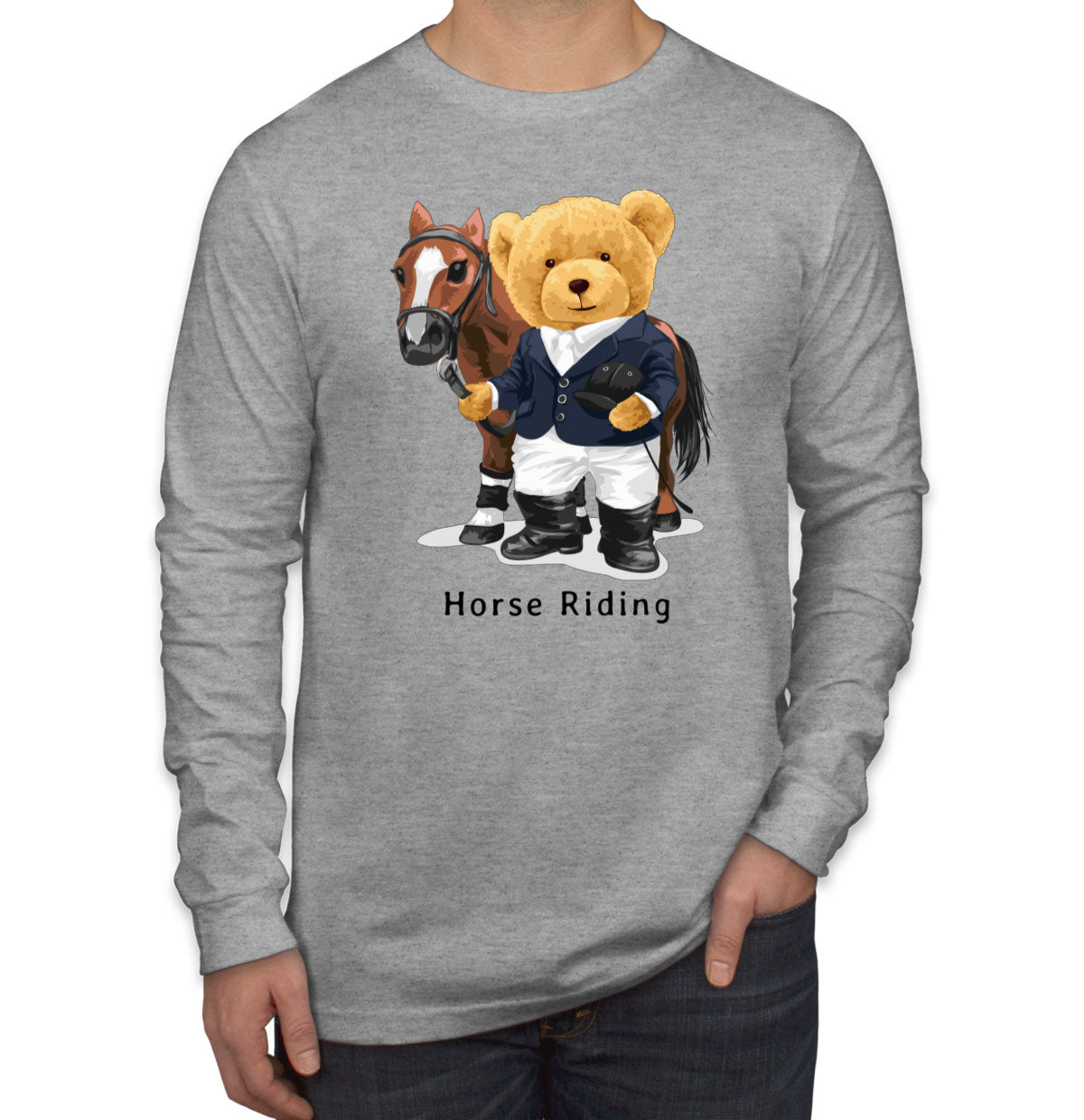 Teddy Bear Riding Men's Long Sleeve Shirt