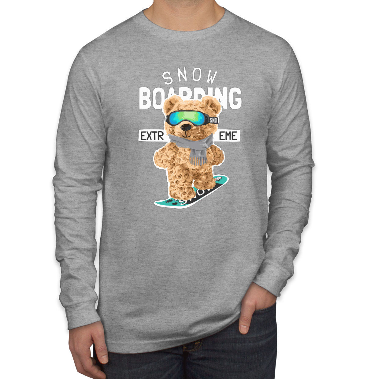 Teddy Bear Extreme Snowboarding Men's Long Sleeve Shirt