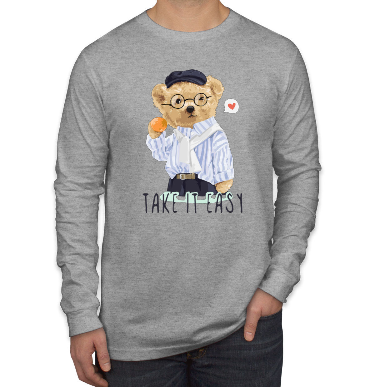 Teddy Bear Take It Men's Long Sleeve Shirt