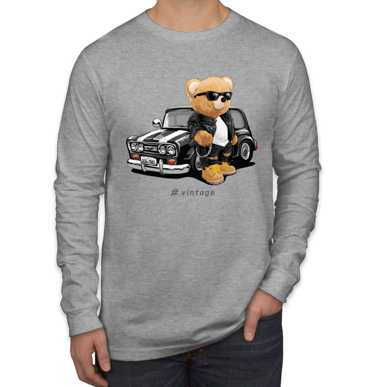 Teddy Bear Vintage Men's Long Sleeve Shirt