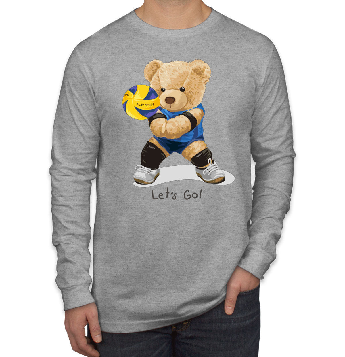 Teddy Bear Volleyball Men's Long Sleeve Shirt