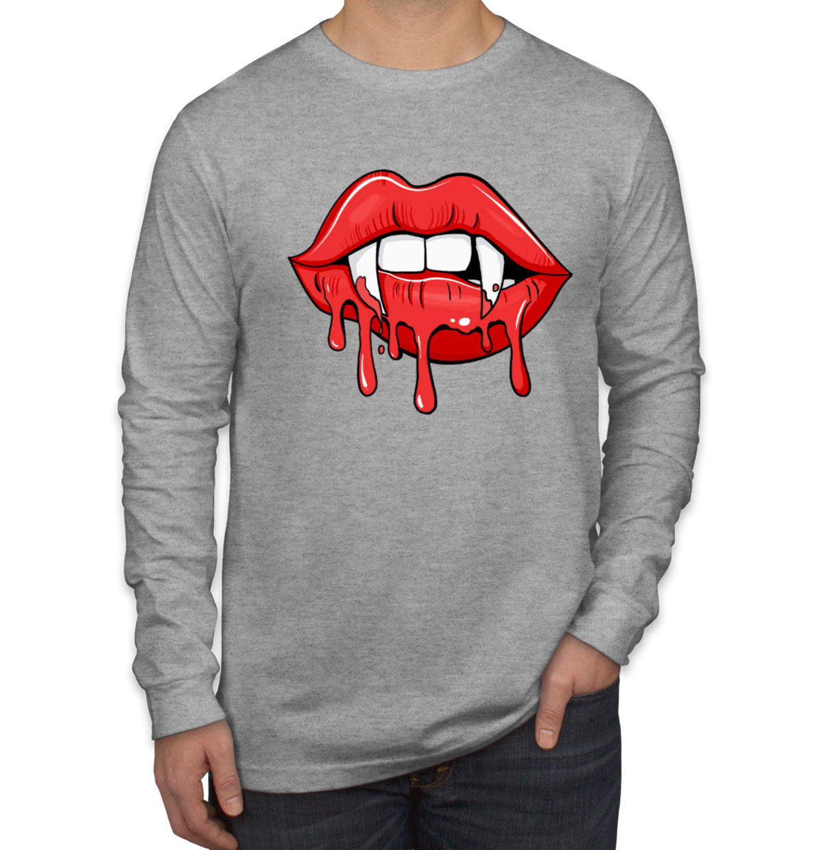 Vampire Pointed Lips Halloween Men's Long Sleeve Shirt