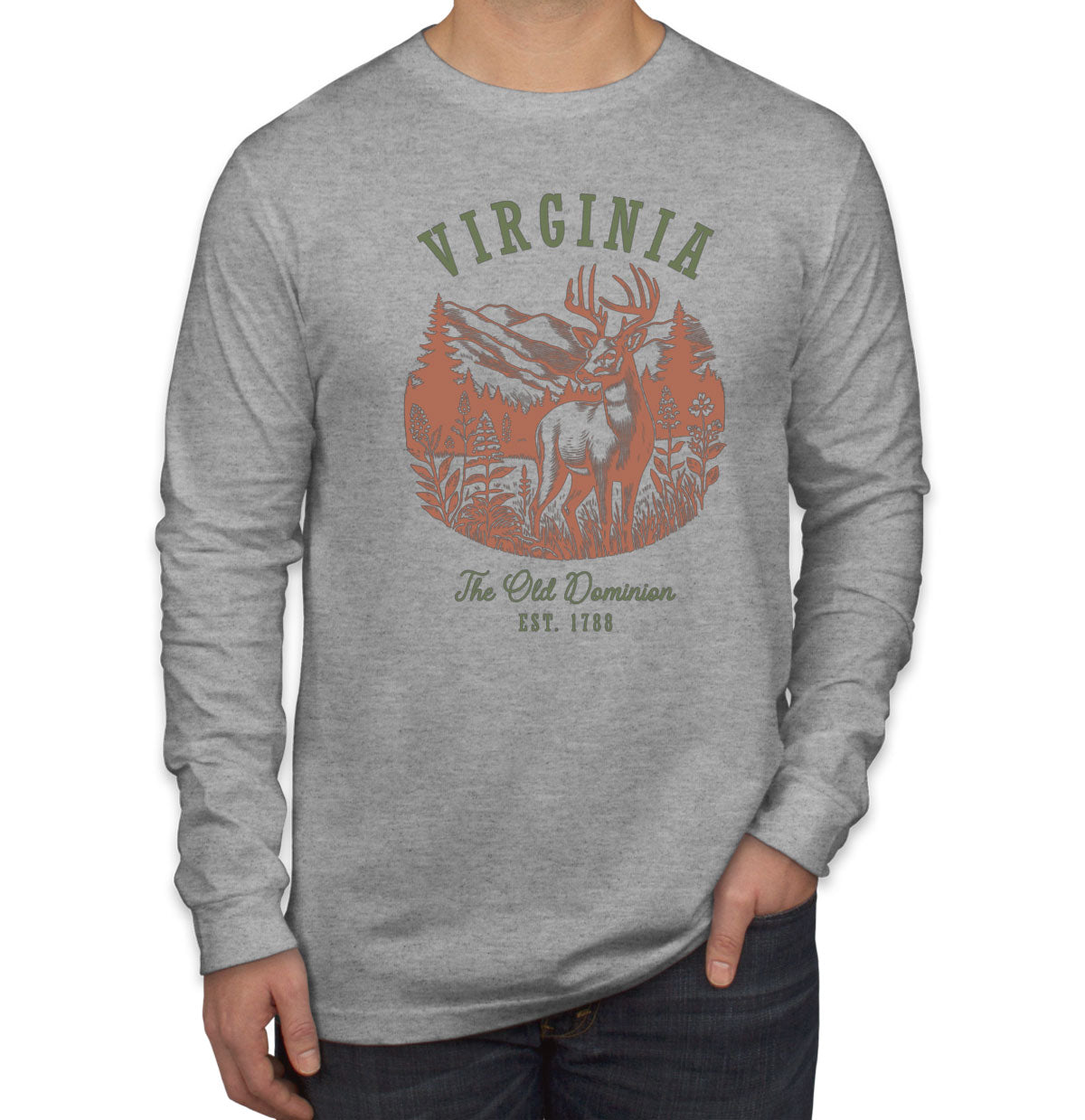 Virginia State Vintage Men's Long Sleeve Shirt