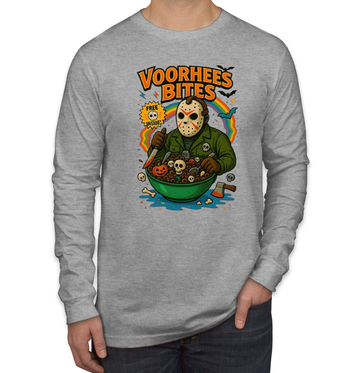 Voorhees Bites Halloween Men's Long Sleeve Shirt