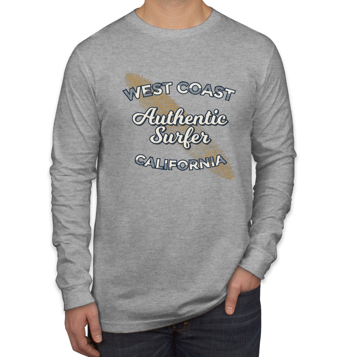 Authentic Surfer West Coast California Men's Long Sleeve Shirt