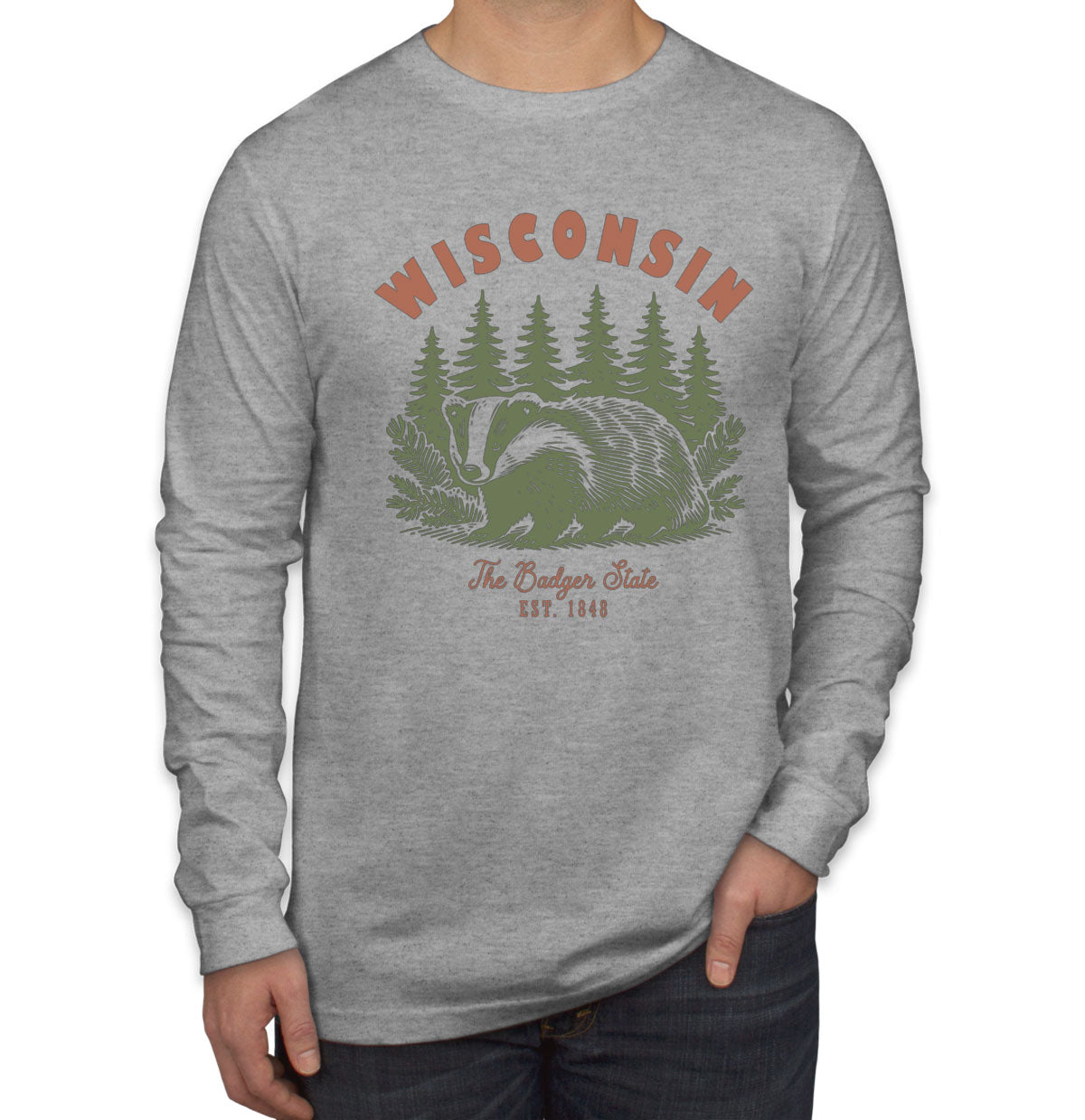 Wisconsin State Vintage Men's Long Sleeve Shirt