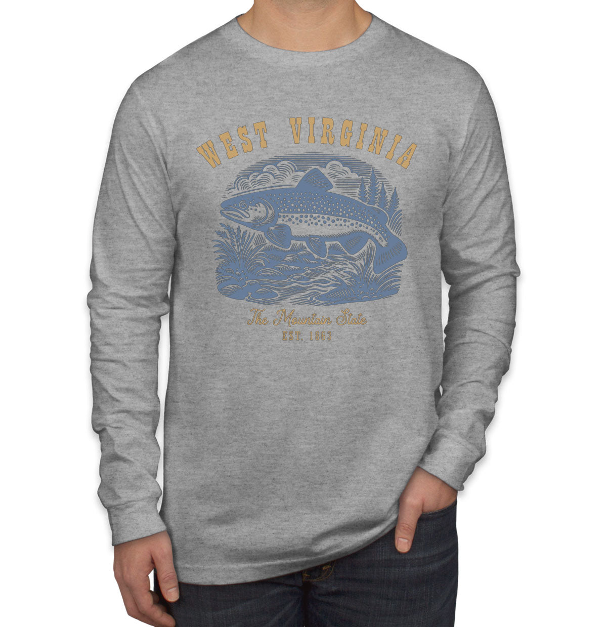 West Virginia State Vintage Men's Long Sleeve Shirt