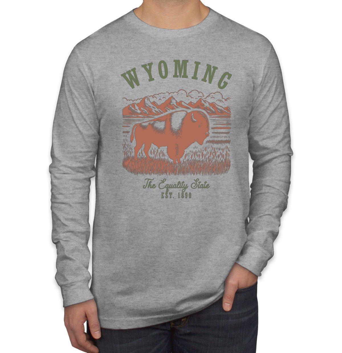 Wyoming State Vintage Men's Long Sleeve Shirt